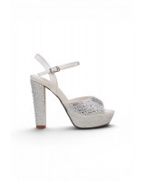 20101 Women Evening Platforms Slingback High Heels in White